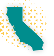 A stylized graphic showing outline of the state of California
